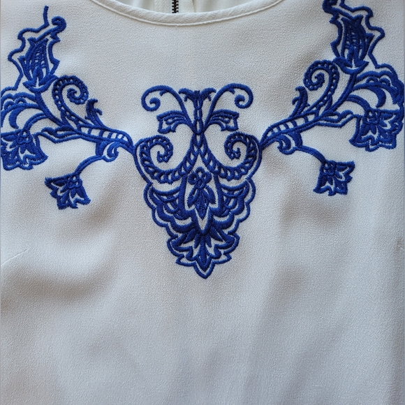 Lulus Tale to Tell Blue and Ivory Embroidered Shift Dress, VGUC, Size S - Picture 6 of 9